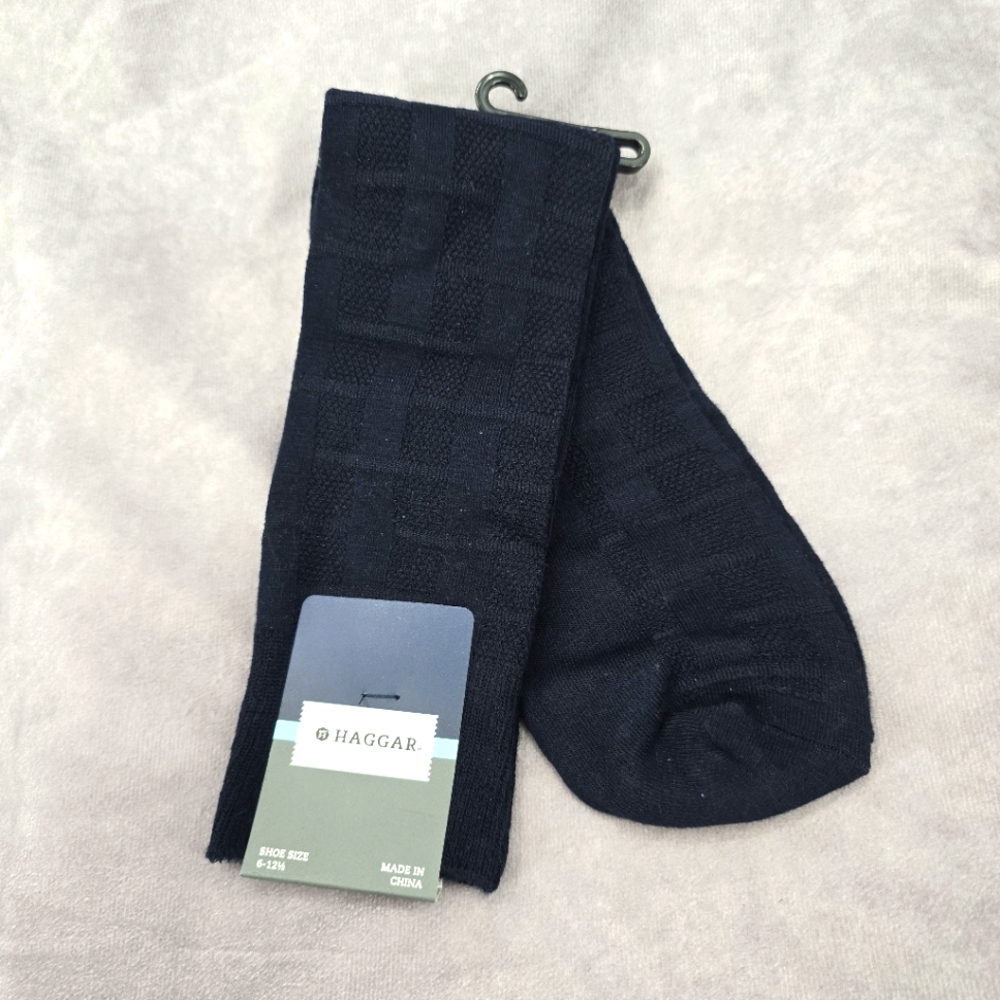 Haggar Navy Blue Weave Mens Dress Socks Shoe Sise 6-12.5